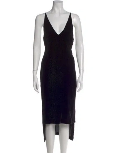 Pre-owned Dion Lee V-neck Midi Length Dress In Black