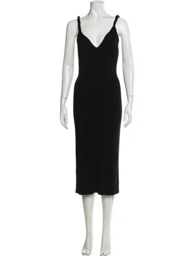 Pre-owned Dion Lee V-neck Midi Length Dress In Black