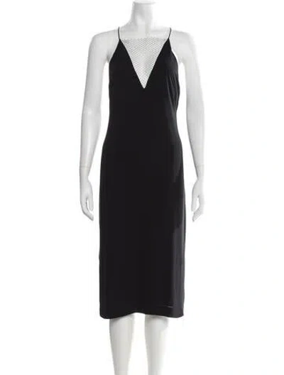 Pre-owned Dion Lee V-neck Midi Length Dress In Black