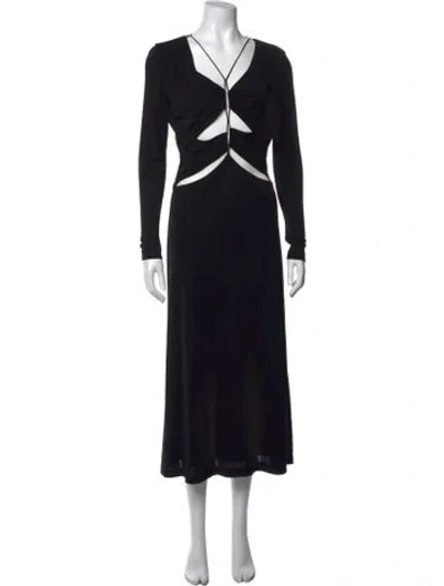 Pre-owned Dion Lee V-neck Midi Length Dress In Black