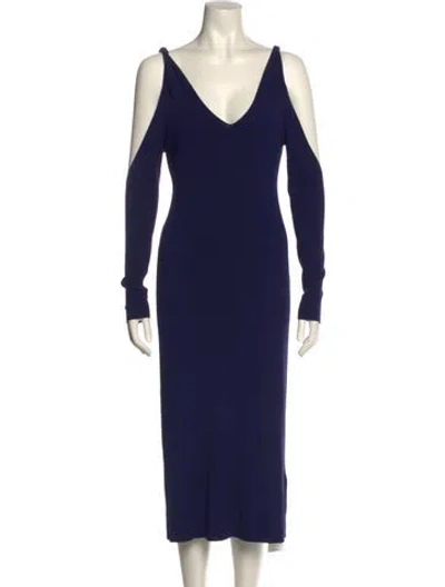Pre-owned Dion Lee V-neck Midi Length Dress In Blue