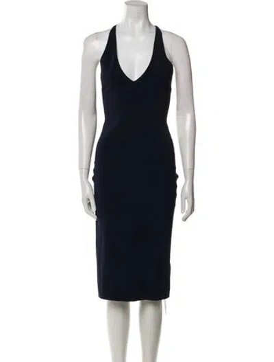 Pre-owned Dion Lee V-neck Midi Length Dress In Blue
