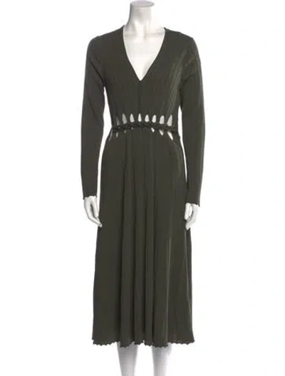 Pre-owned Dion Lee V-neck Midi Length Dress In Green