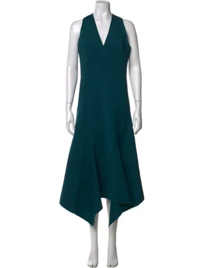 Pre-owned Dion Lee V-neck Midi Length Dress In Green