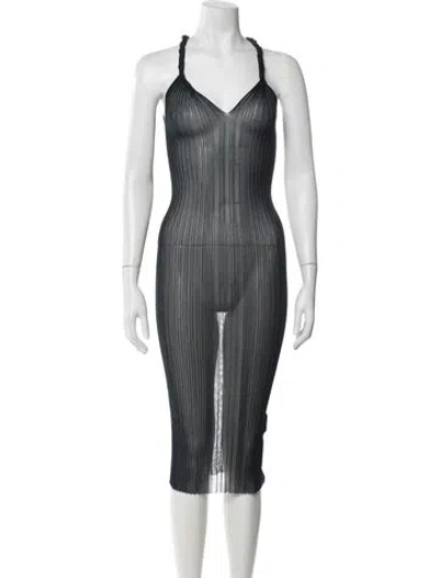 Pre-owned Dion Lee V-neck Midi Length Dress In Multicolor