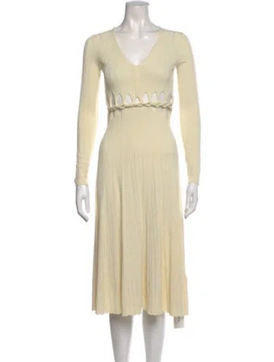 Pre-owned Dion Lee V-neck Midi Length Dress In Neutral