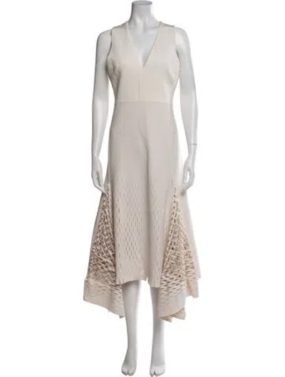 Pre-owned Dion Lee V-neck Midi Length Dress In Neutrals