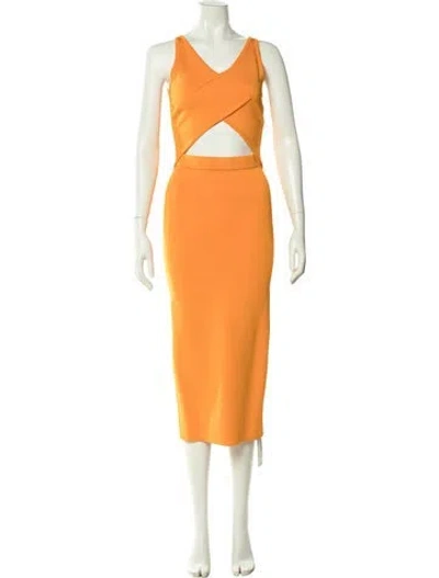 Pre-owned Dion Lee V-neck Midi Length Dress In Orange