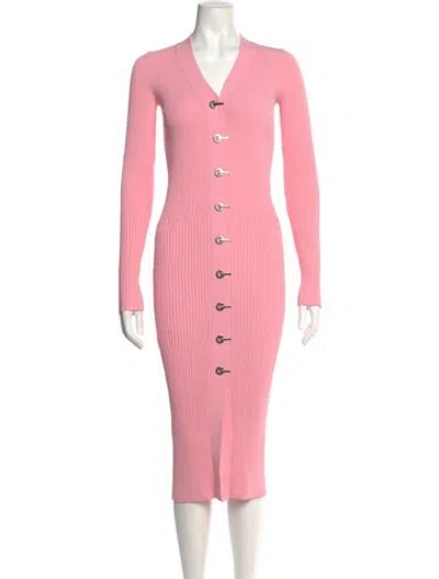 Pre-owned Dion Lee V-neck Midi Length Dress In Pink