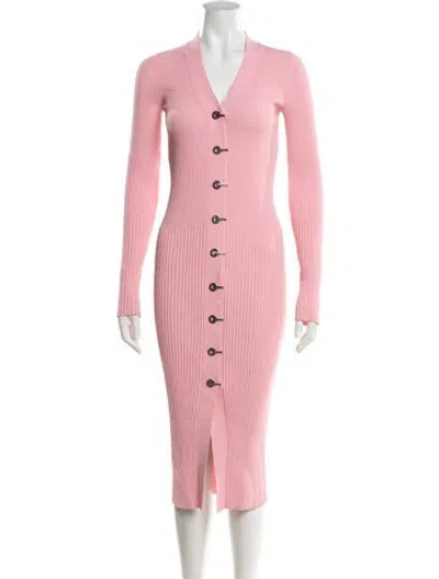 Pre-owned Dion Lee V-neck Midi Length Dress In Pink