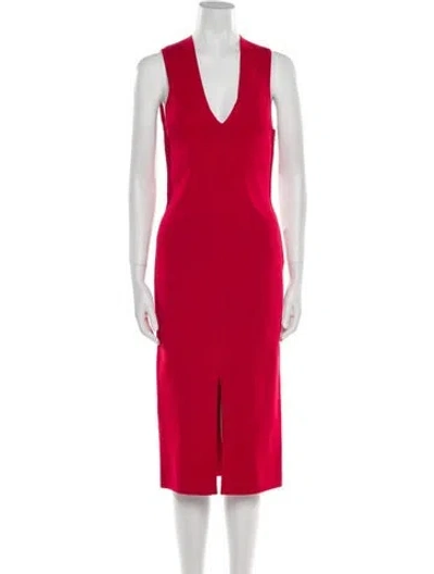 Pre-owned Dion Lee V-neck Midi Length Dress In Red