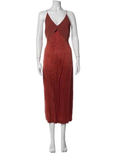 Pre-owned Dion Lee V-neck Midi Length Dress In Red