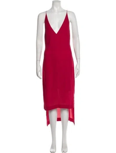 Pre-owned Dion Lee V-neck Midi Length Dress In Red