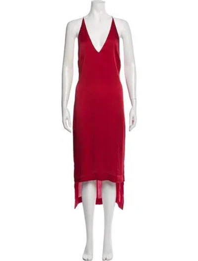 Pre-owned Dion Lee V-neck Midi Length Dress In Red