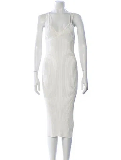 Pre-owned Dion Lee V-neck Midi Length Dress In White
