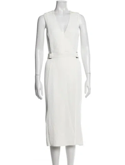 Pre-owned Dion Lee V-neck Midi Length Dress In White