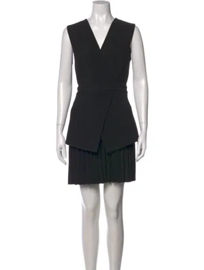 Pre-owned Dion Lee V-neck Mini Dress In Black