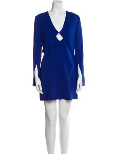 Pre-owned Dion Lee V-neck Mini Dress In Blue
