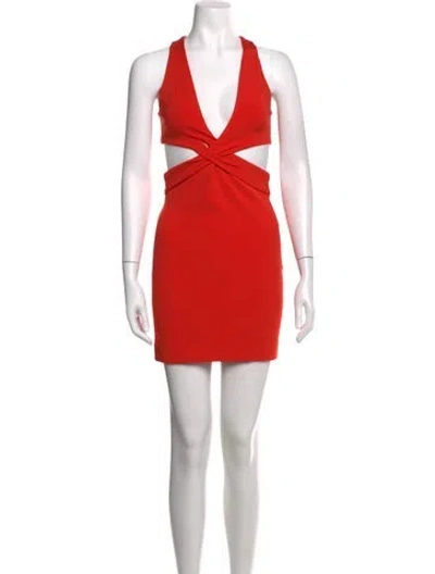 Pre-owned Dion Lee V-neck Mini Dress In Orange