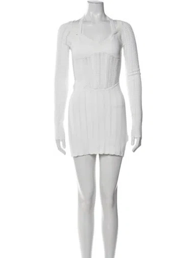 Pre-owned Dion Lee V-neck Mini Dress W/ Tags In White
