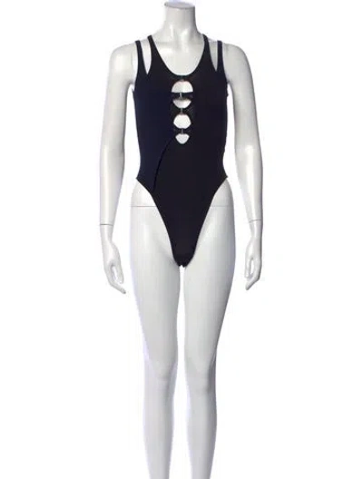 Pre-owned Dion Lee V-neck Sleeveless Bodysuit In Black