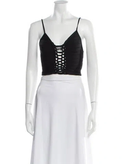 Pre-owned Dion Lee V-neck Sleeveless Crop Top In Black