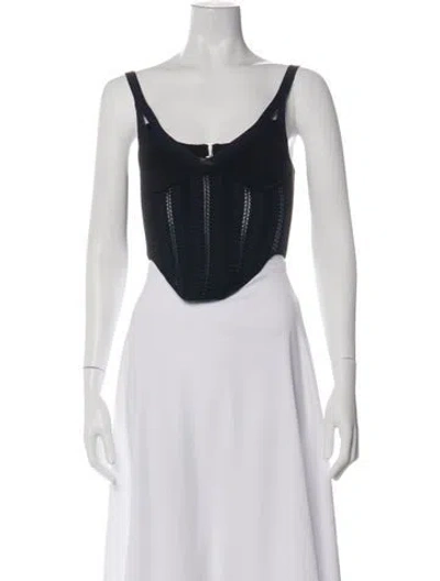 Pre-owned Dion Lee V-neck Sleeveless Crop Top In Black