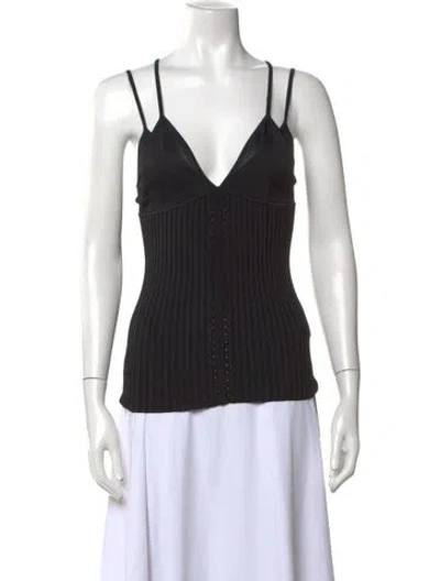 Pre-owned Dion Lee V-neck Sleeveless Crop Top In Black