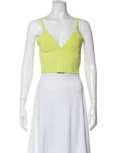Pre-owned Dion Lee V-neck Sleeveless Crop Top In Green