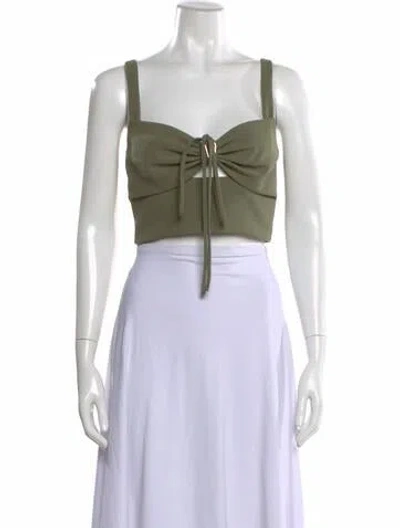 Pre-owned Dion Lee V-neck Sleeveless Crop Top In Green