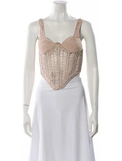 Pre-owned Dion Lee V-neck Sleeveless Crop Top In Neutral