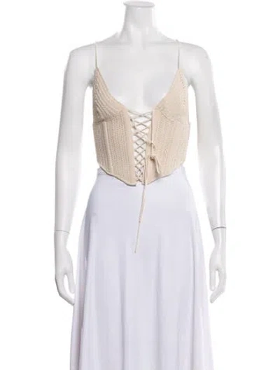 Pre-owned Dion Lee V-neck Sleeveless Crop Top In Neutrals