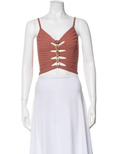 Pre-owned Dion Lee V-neck Sleeveless Crop Top In Pink