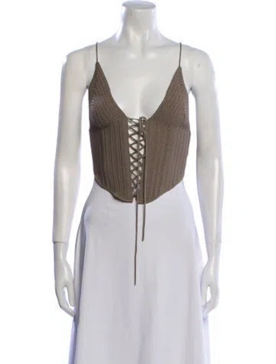 Pre-owned Dion Lee V-neck Sleeveless Crop Top W/ Tags In Black