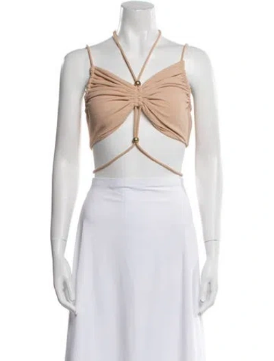 Pre-owned Dion Lee V-neck Sleeveless Crop Top W/ Tags In Neutral