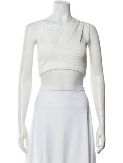 Pre-owned Dion Lee V-neck Sleeveless Crop Top In White