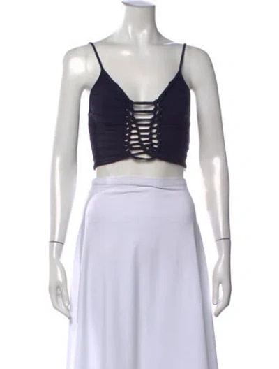 Pre-owned Dion Lee V-neck Sleeveless Crop Top In White