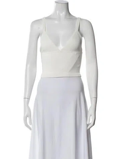 Pre-owned Dion Lee V-neck Sleeveless Crop Top In White