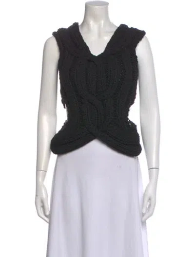 Pre-owned Dion Lee V-neck Sleeveless Top In Black