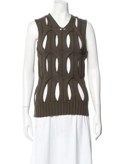 Pre-owned Dion Lee V-neck Sweater In Green
