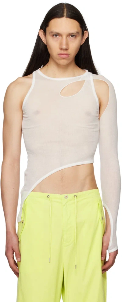 Dion Lee White Bone Merrow Long Sleeve T-shirt In Ivory
