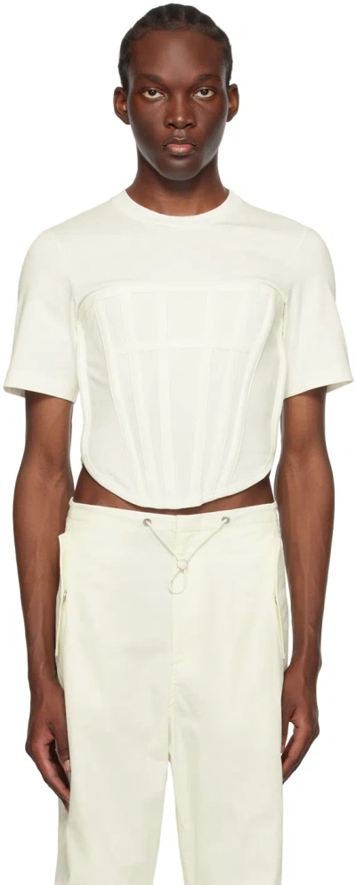 Dion Lee White Corset T-shirt In Ivory