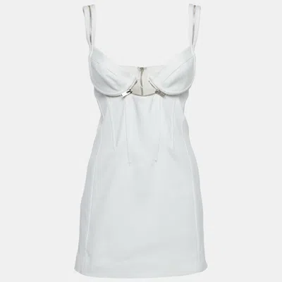 Pre-owned Dion Lee White Cotton Zip Detailed Mini Dress S