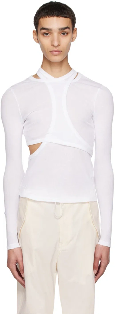 Dion Lee White Modular Long Sleeve T-shirt