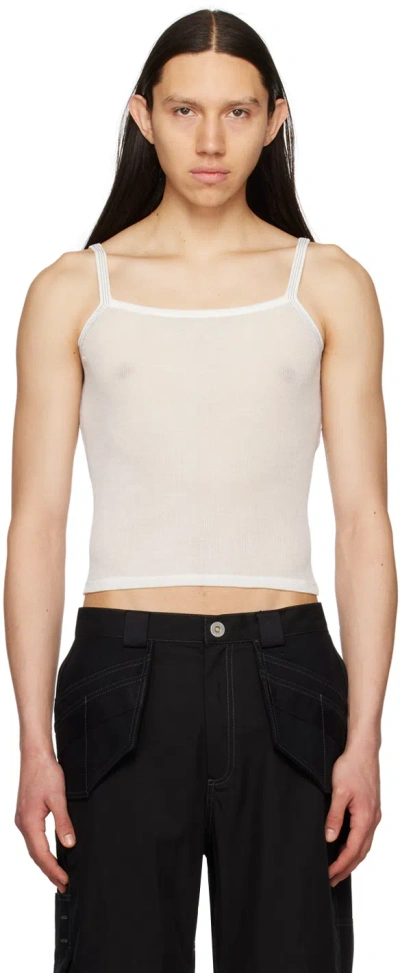 Dion Lee White Semi-sheer Tank Top In Ivory