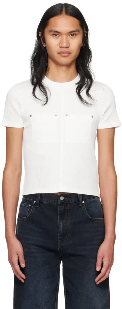 Dion Lee White Shrunken Rivet T-shirt In Ivory