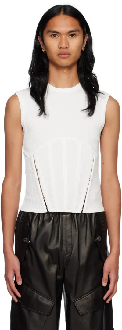 Dion Lee White Split Hem Tank Top In Ivory