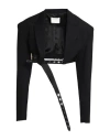 Dion Lee Woman Blazer Black Size 2 Polyester, Wool, Elastane, Polyamide, Leather In Black