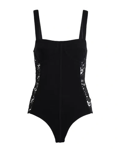 Dion Lee Woman Bodysuit Black Size L Virgin Wool, Silk