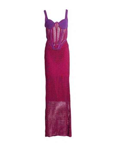 Dion Lee Woman Maxi Dress Magenta Size L Recycled Viscose, Nylon In Multi